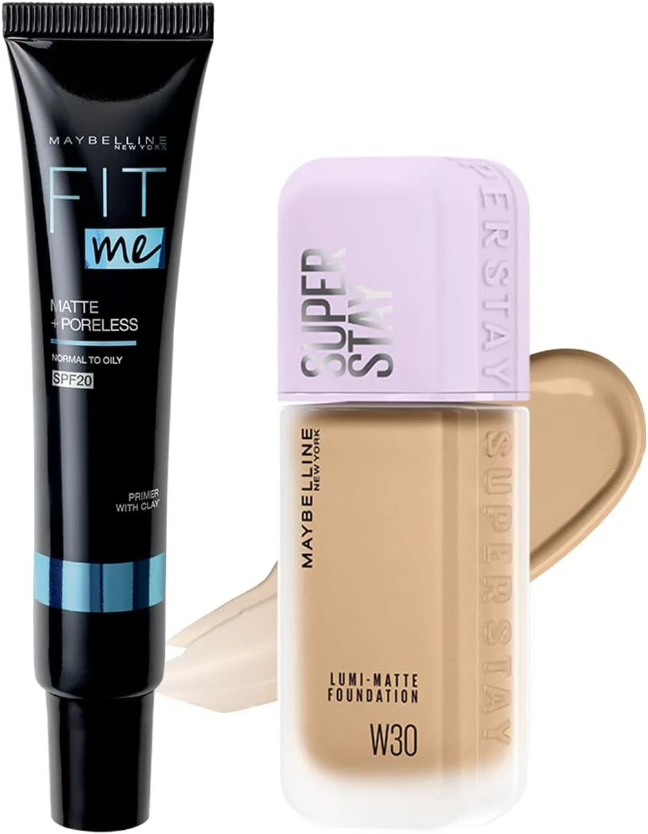 Тональная основа Maybelline SP Stay Lumi-Matte Liquid Foundation W30 + Fit Me Primer 01