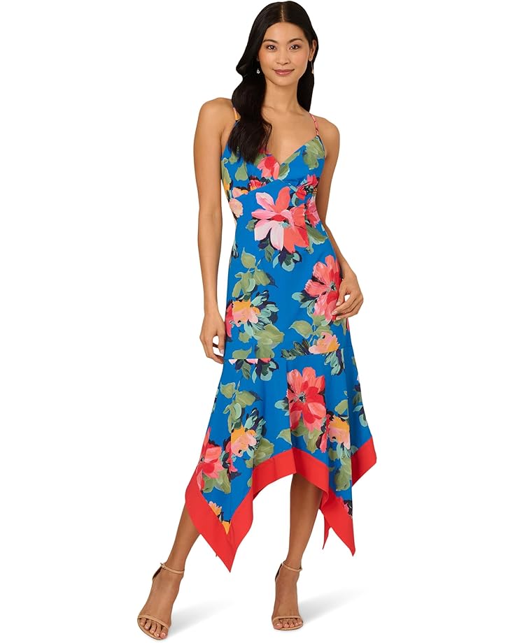 

Платье Adrianna Papell Handkerchief Floral Midi Dress, цвет Blue Multi