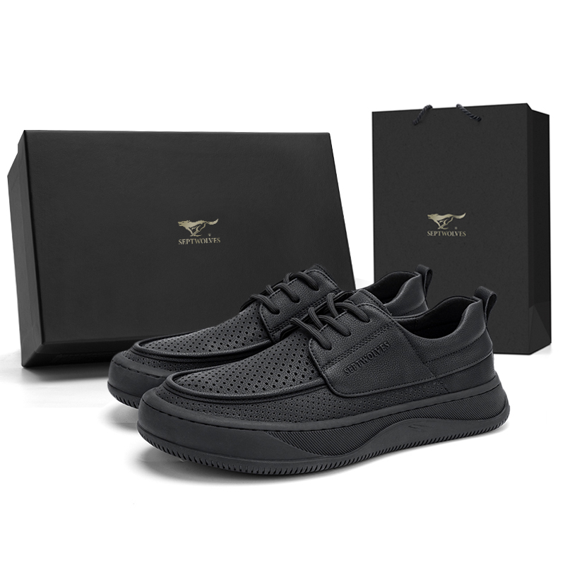 

SEPTWOLVES Мужские повседневные туфли черные дышащие улучшенные, цвет Black Breathable Upgraded (Standard Leather Shoe Size)