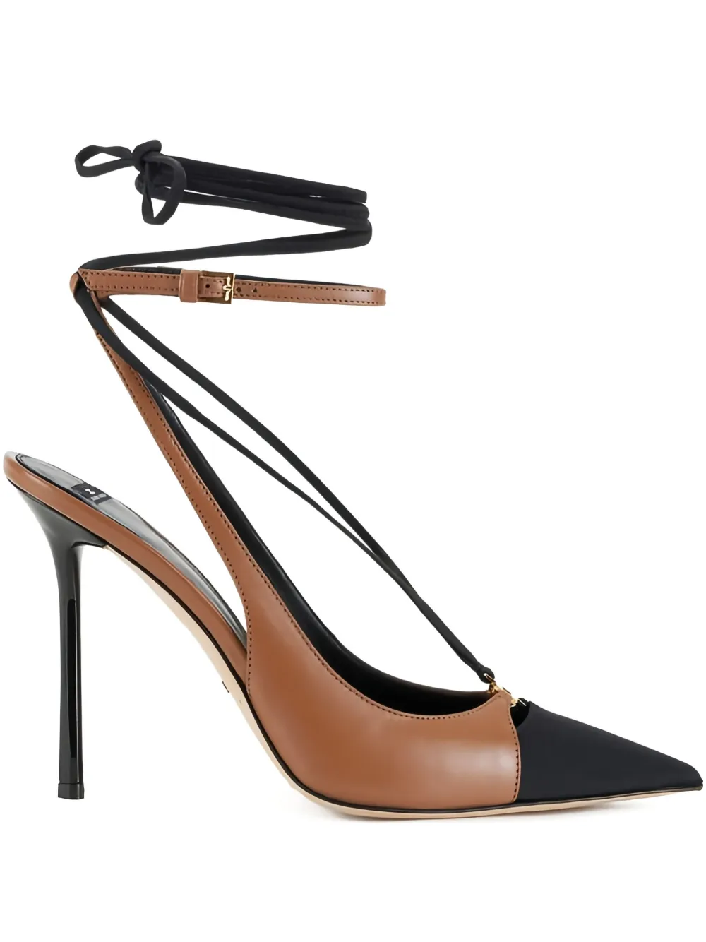 Кожаные туфли с зауженным носком Elisabetta Franchi, коричневый
