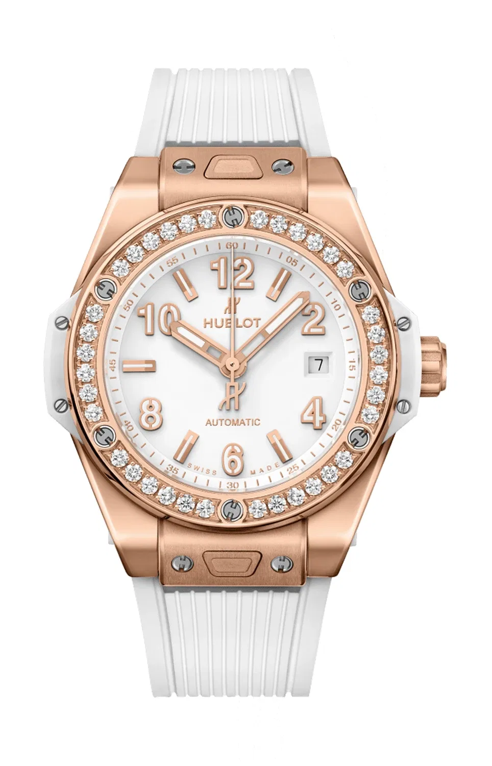 Биг Бэнг Уан Клик Кинг Голд Уайт Даймондс - 485.OE.2080.RW.1204 HUBLOT, золотой