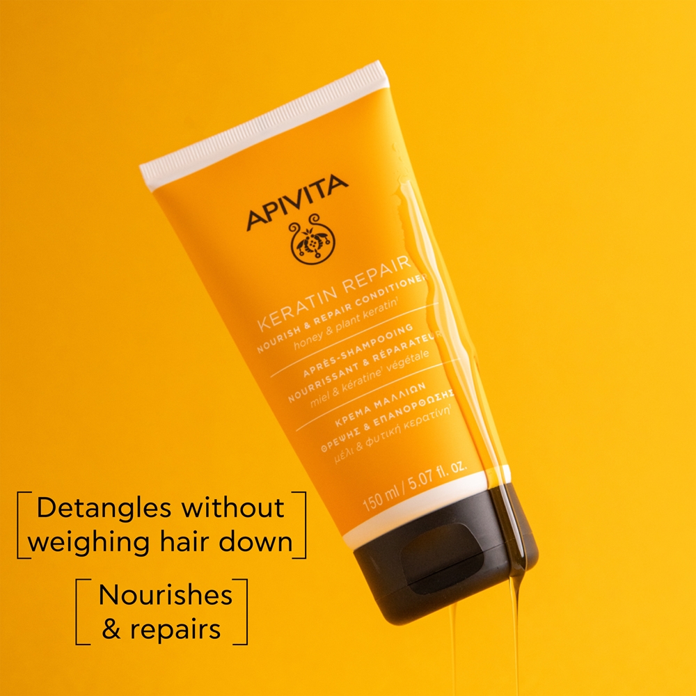Восстанавливающий кондиционер Keratin Repair для сухих и поврежденных волос Apivita, 150 мл — фото 2