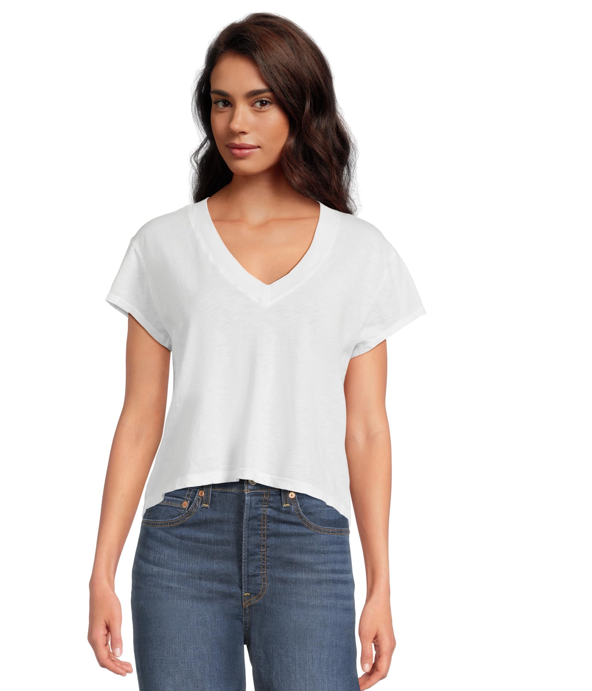 

Футболка Michael Stars Harlan Cropped V-neck Tee, белый