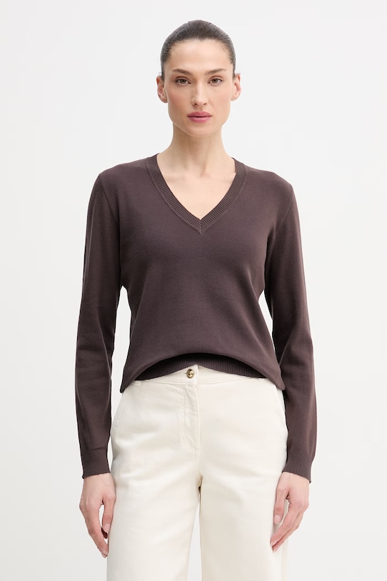 

Хлопковый свитер United Colors of Benetton, коричневый