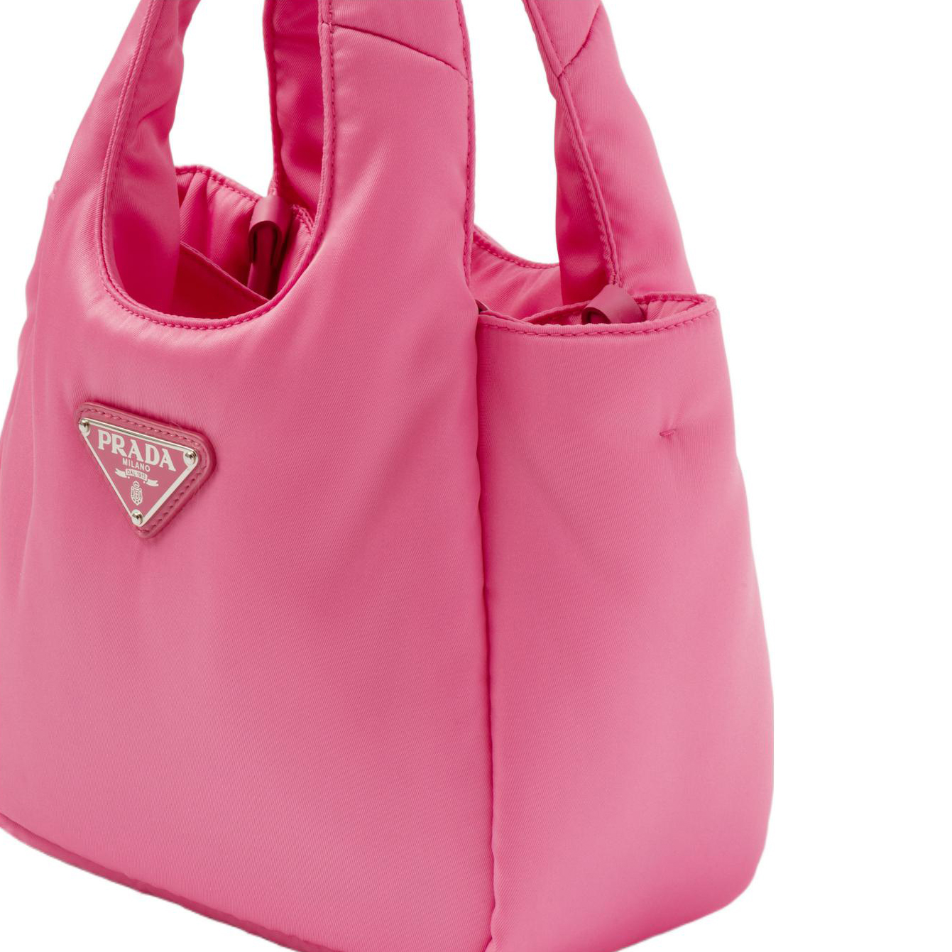 PRADA Сумка-шоппер Re Nylon Fabric Tote Bag, мини-сумка, женская, розовая — фото 4