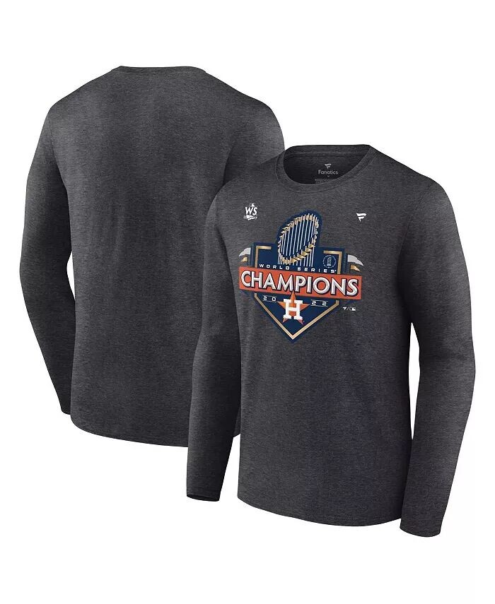 

Футболка мужская Heather Charcoal Houston Astros 2022 World Series Champions Locker Room с длинным рукавом Fanatics