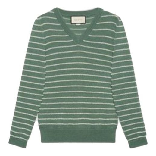 

Свитер striped alpaca wool v-neck sweater 'green' Gucci, зеленый