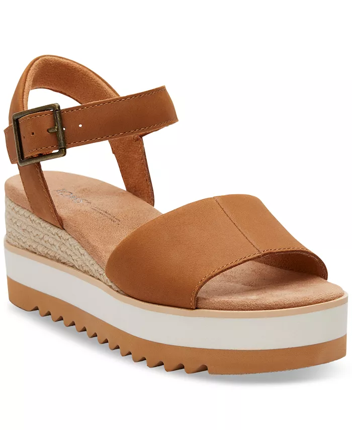 Женские сандалии Diana на платформе с клиновидным каблуком TOMS, коричневый/бежевый