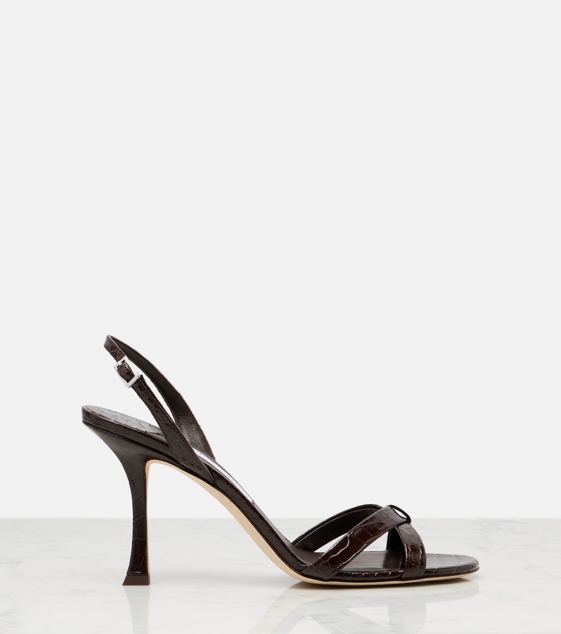 Эльси 90 сандалии из кожи с эффектом крокодила Jimmy Choo, коричневый — фото 4