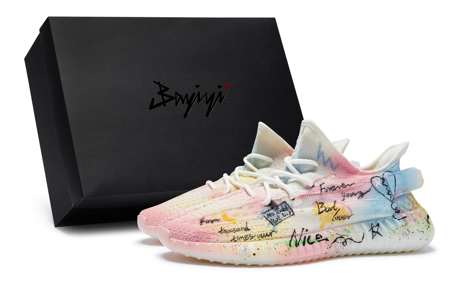 

Adidas Originals Yeezy Boost 350 V2 повседневные кроссовки унисекс низкие розовые желтые синие белые, цвет White Pink Yellow Blue