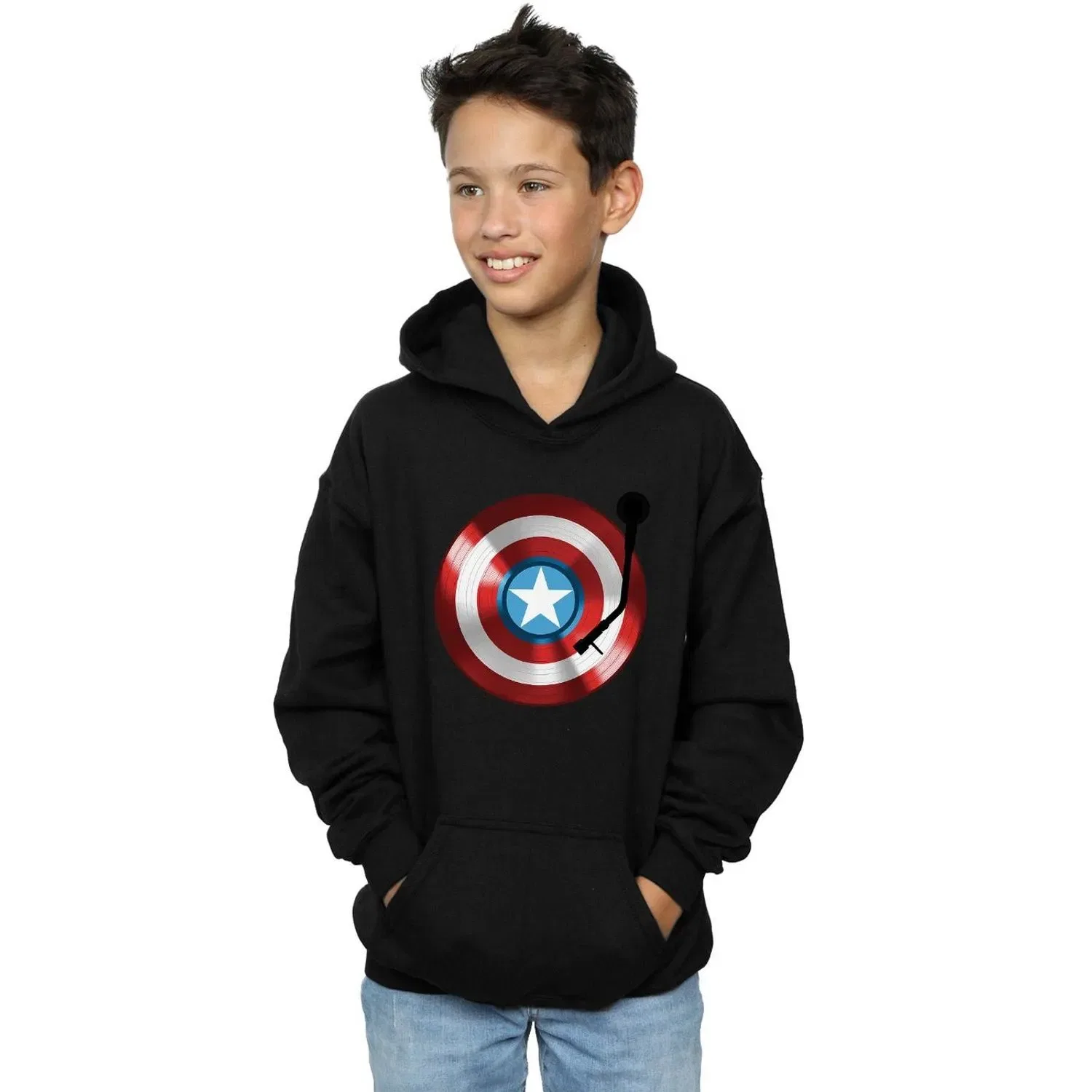 Худи Marvel Captain America с принтом, черный