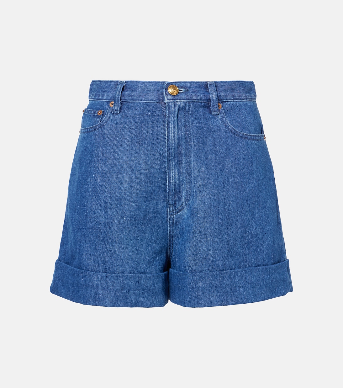 

Джинсовые шорты из хлопка и льна Valentino, Medium Blue Denim