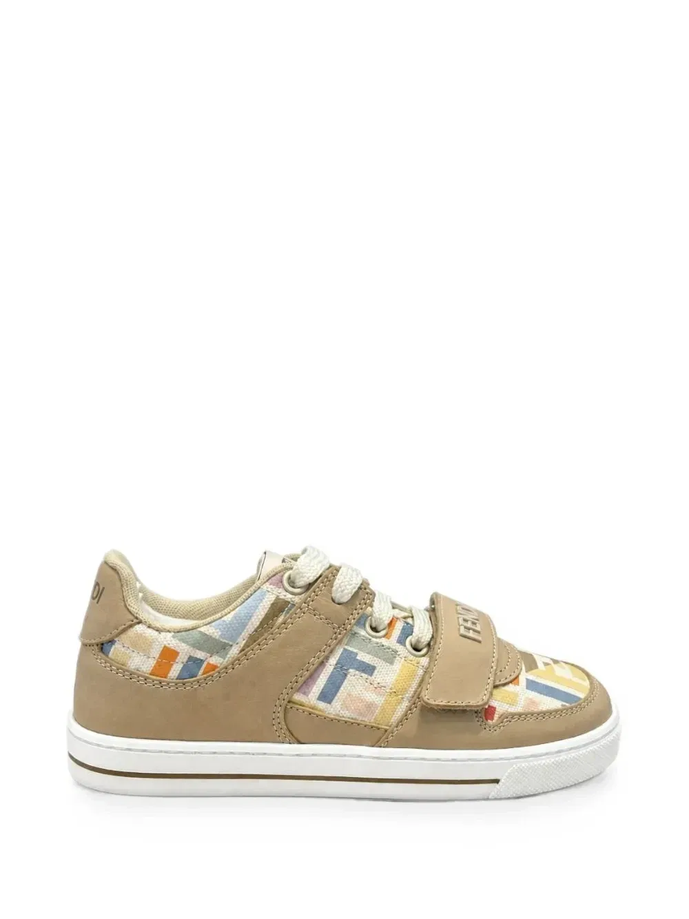 Кроссовки на липучках с принтом FF FENDI KIDS, бежевый