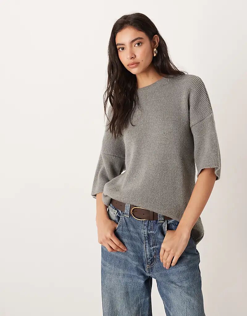 

Свободная трикотажная футболка ASOS DESIGN серого цвета