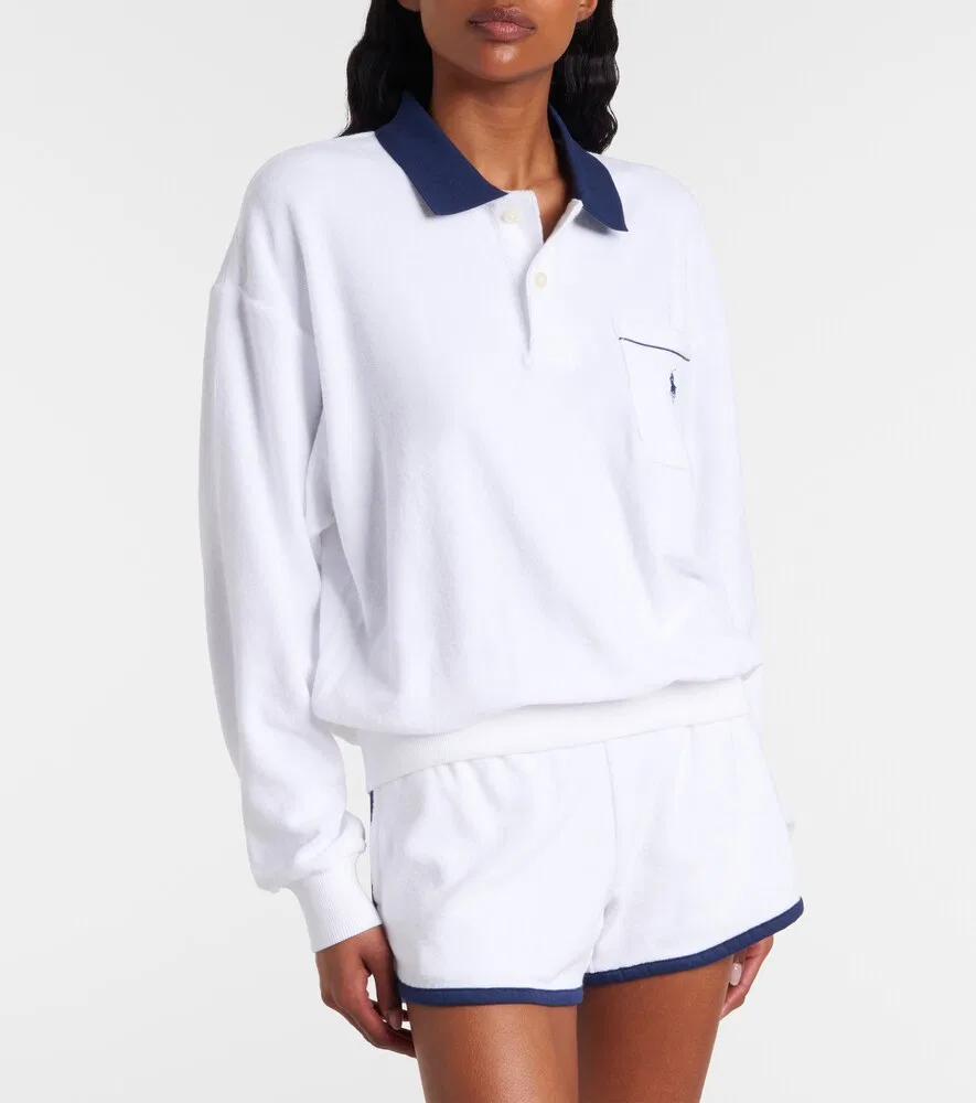 Поло из махровой ткани из смесового хлопка Polo Ralph Lauren, белый — фото 2