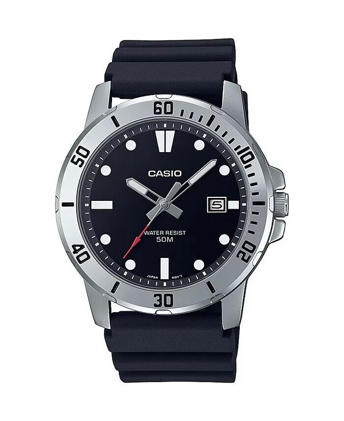 

Мужские часы из черной смолы с тремя стрелками, 45 мм, MTPVD01-1EV Casio