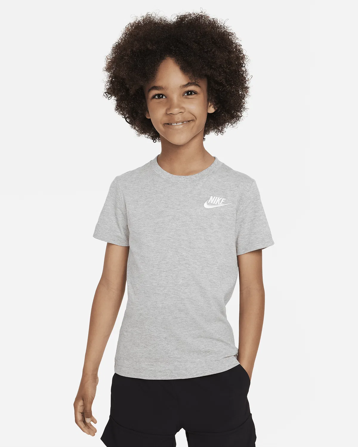 Детская футболка Nike Sportswear с вышивкой Futura, Dark Grey Heather