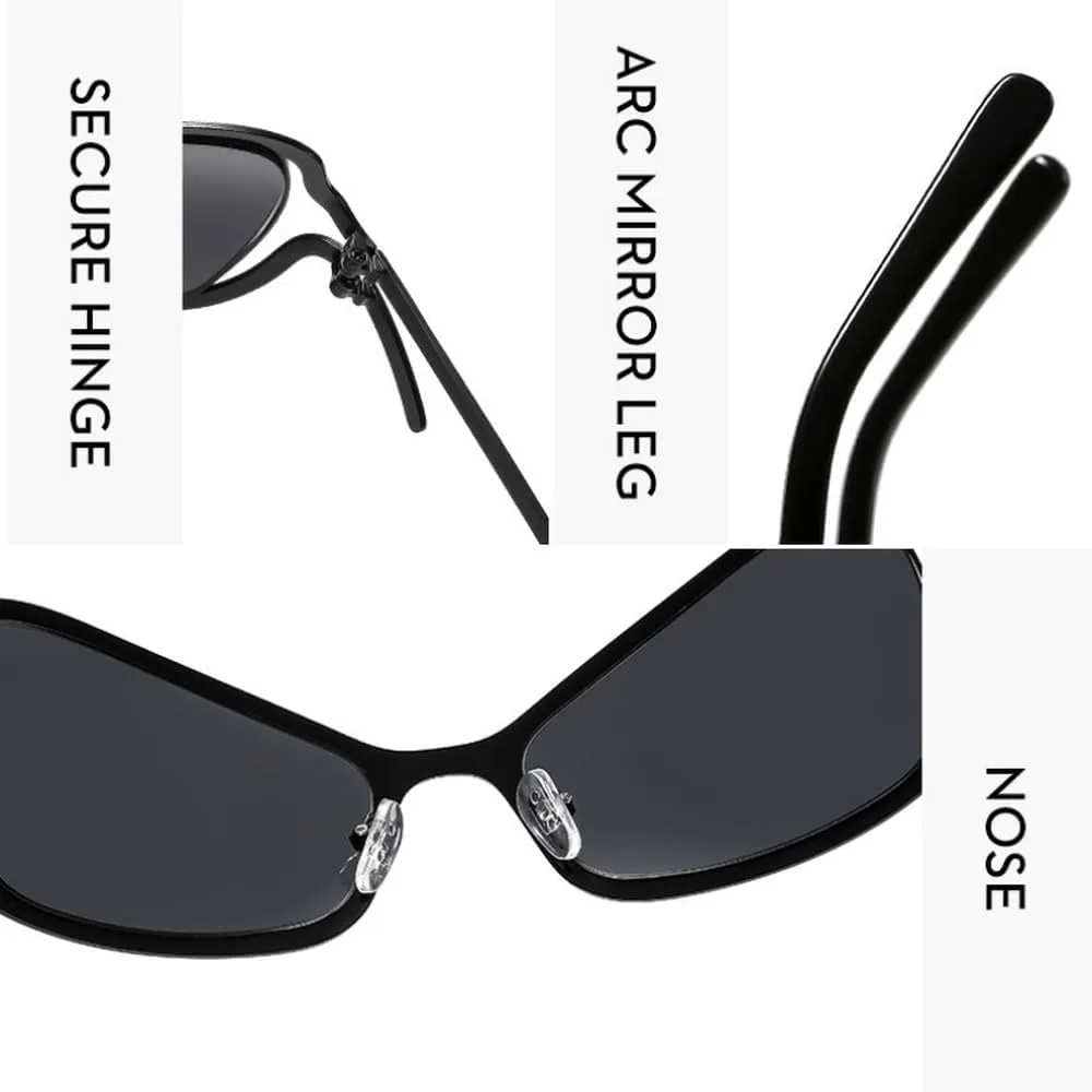 

Женские солнцезащитные очки в стиле панк «кошачий глаз», модные винтажные очки-щитки с металлической оправой, солнцезащитные очки-бабочки WNCKSQ, C2goldgray