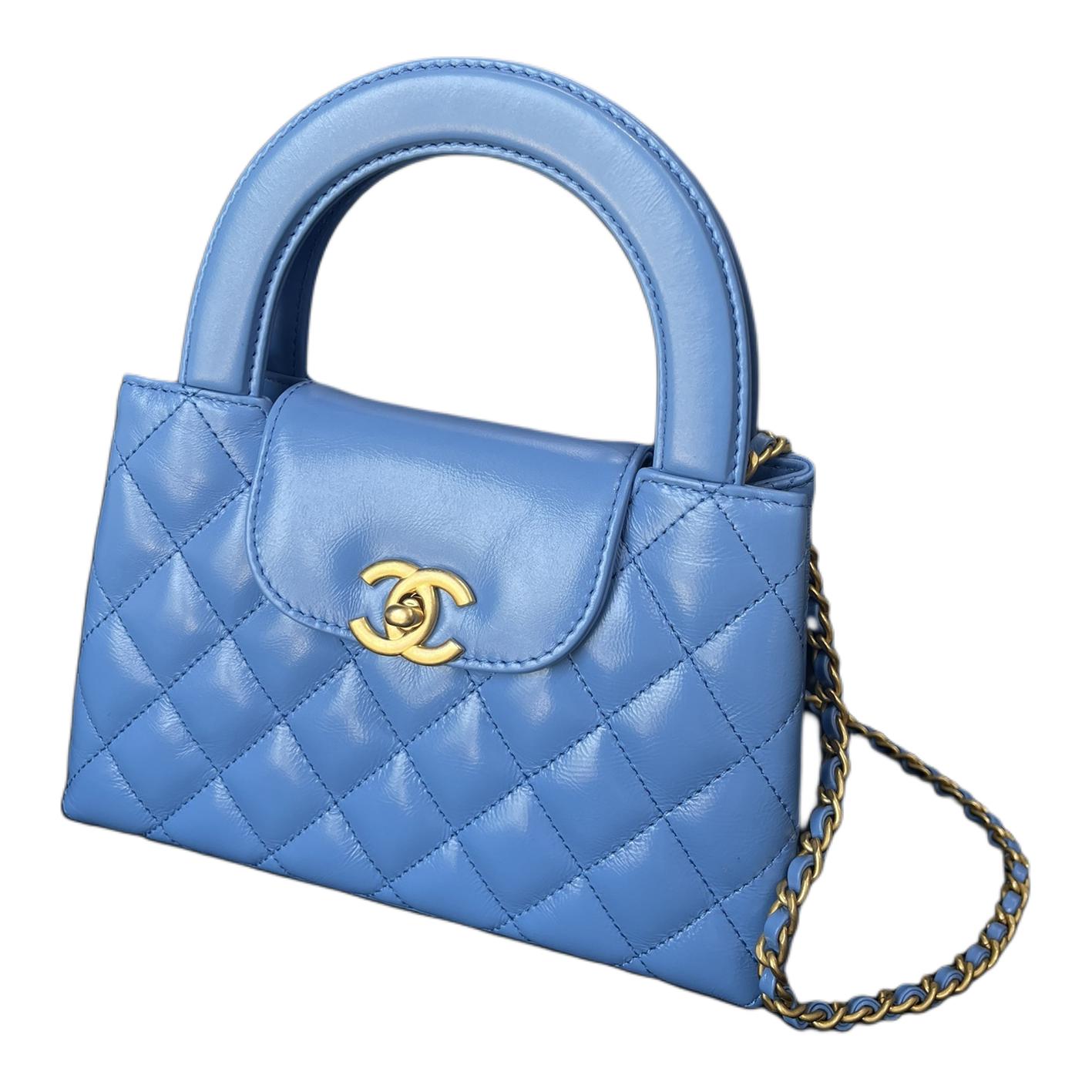 CHANEL Блестящая сумка из телячьей кожи, мини-сумка через плечо, кросс-боди для женщин, синяя — фото 2