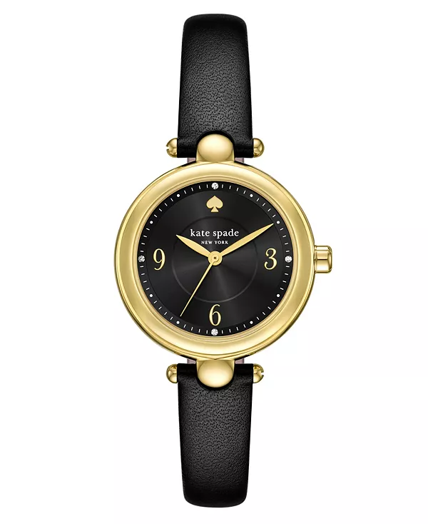 

Женские круглые часы Gracie с тремя стрелками, черные, кожа, 32 мм Kate Spade New York, black