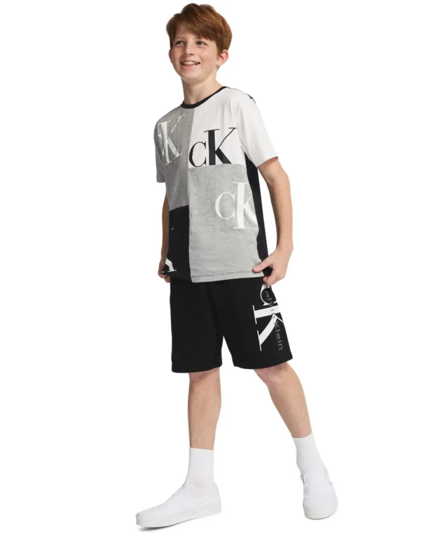 Детские шорты CK Graphic Knit Pull-On Shorts (размер 8-20) из трикотажа с графическим принтом Calvin Klein, черный