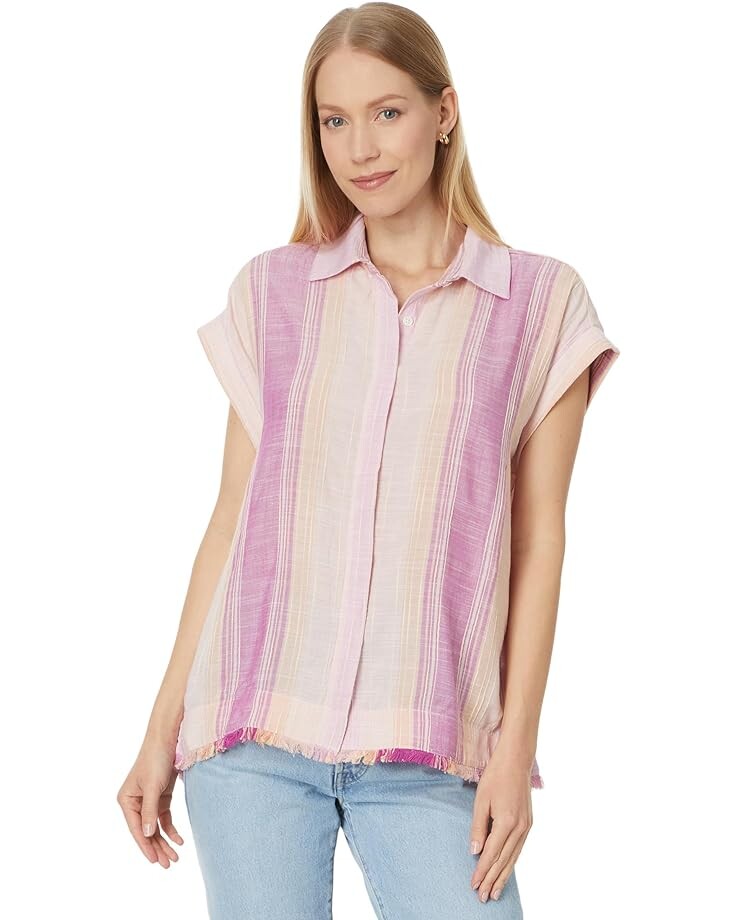 

Рубашка Liverpool Los Angeles Collared Camp, цвет Lavender Multistripe