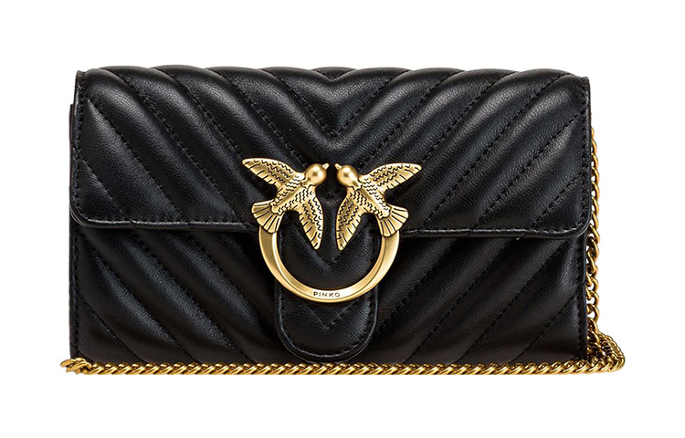 

Pinko Сумка из овечьей кожи с отделкой из телячьей кожи в виде птицы, сумка в виде ласточки, сумка через плечо, кошелек маленького размера для женщин, черная