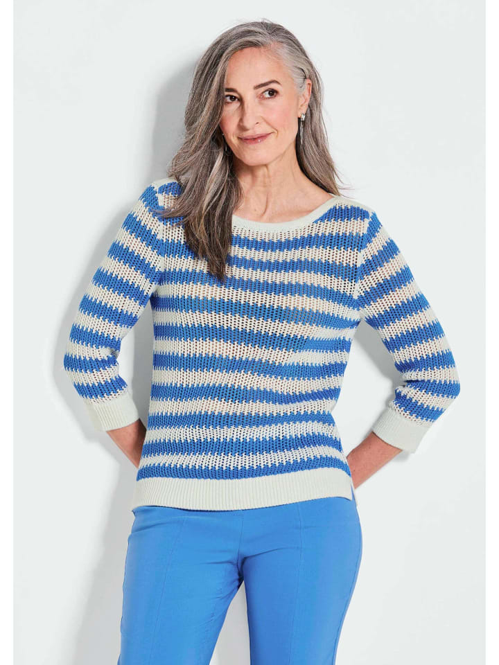 

Вязаный свитер GOLDNER, цвет weiß/blau/gemustert