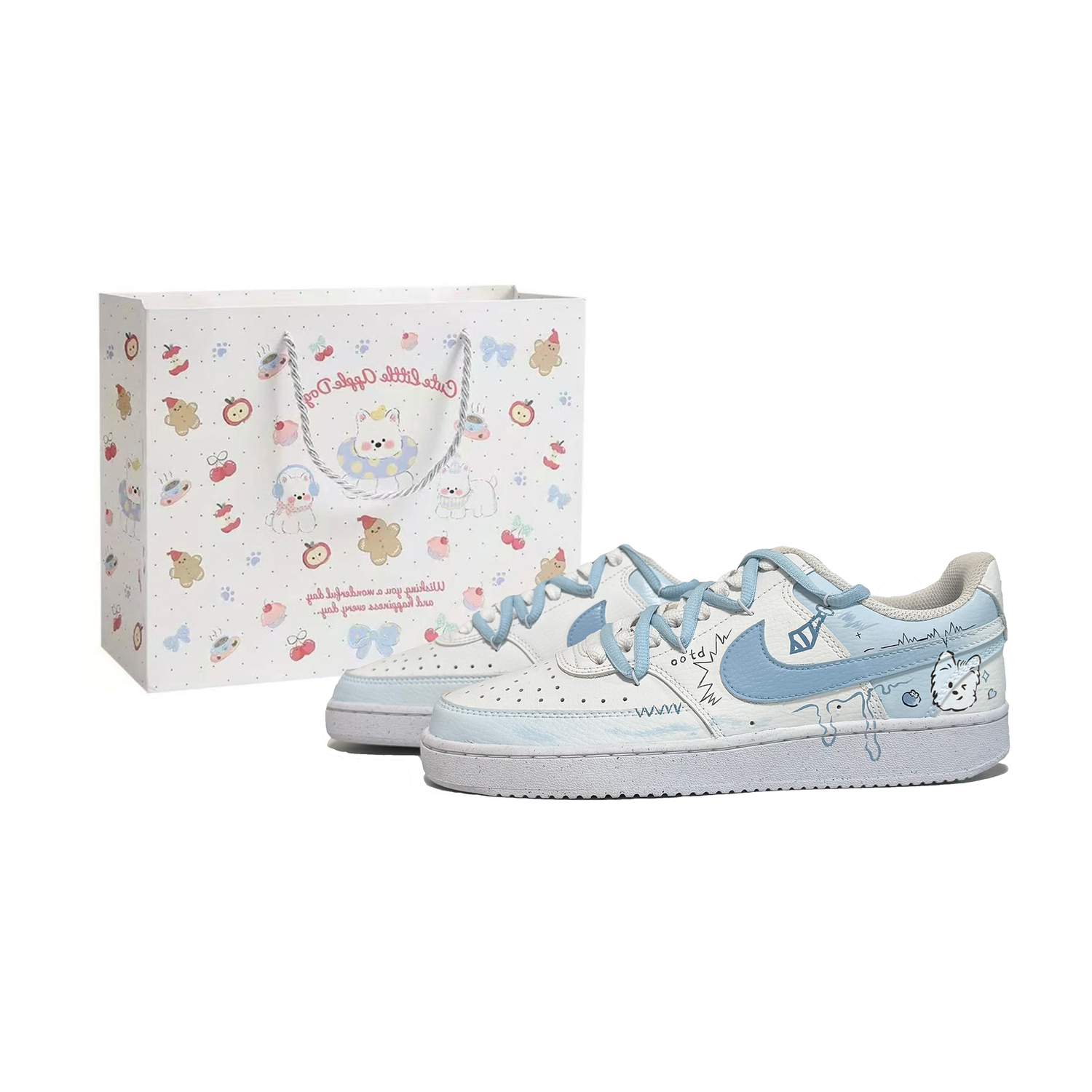 

Nike Кроссовки Court Vision 1 West Highland с амортизацией для щенков низкие унисекс синие, цвет Blue