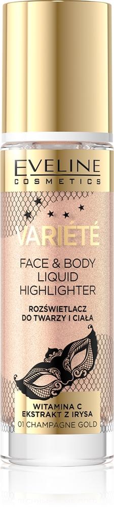 

Variété жидкое средство для сияния кожи лица и тела Eveline Cosmetics, atspalvis 01 sparkling wine gold 30 мл