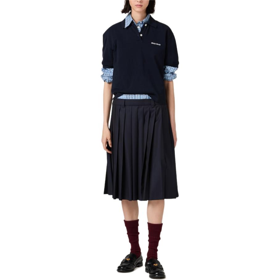 MIU MIU SS25 Повседневная длинная юбка Women's Marine Blue — фото 4