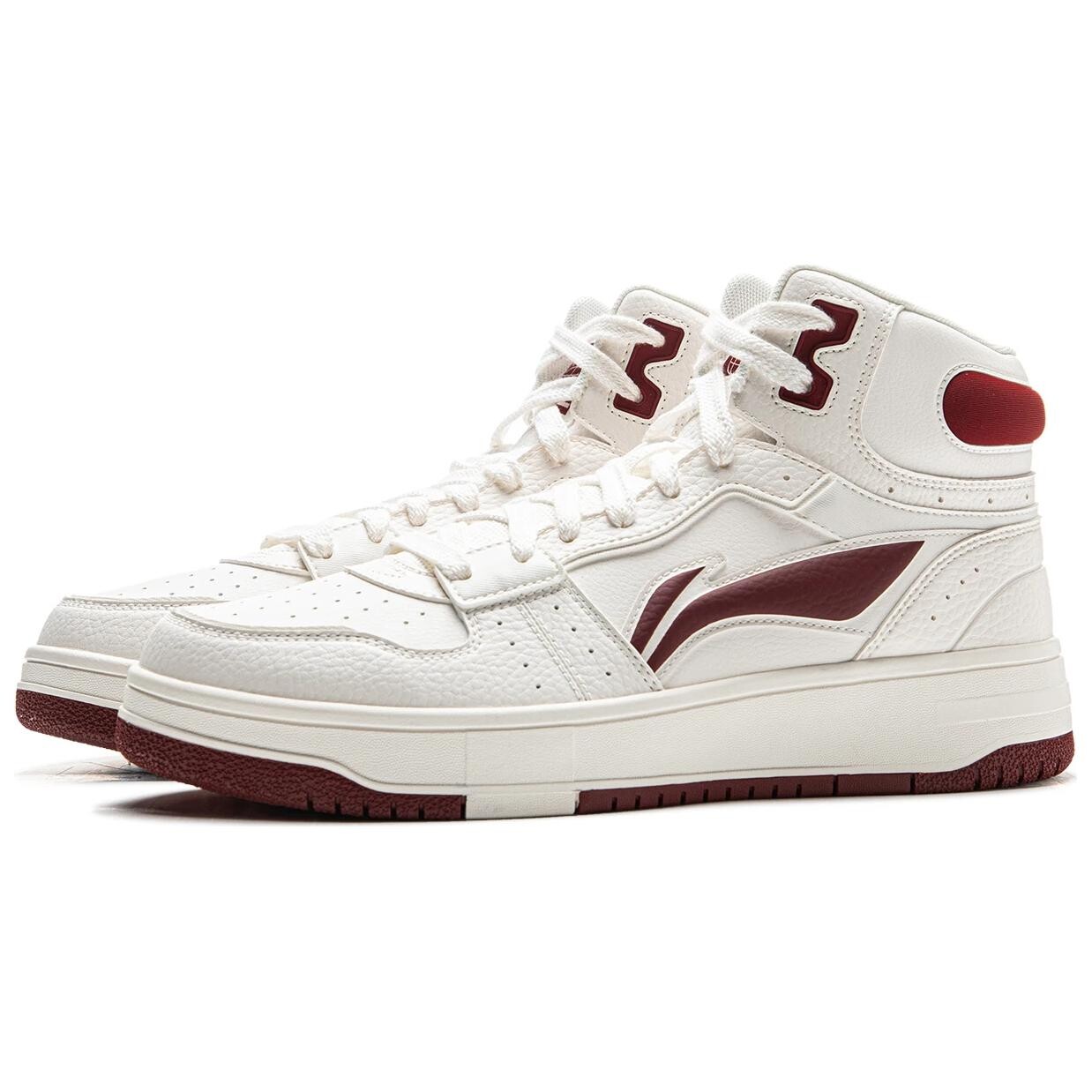 Кроссовки LINING Tianji Soft Skateboarding Shoes Men Mid-top Cloud White/deep Red, красный — фото 2