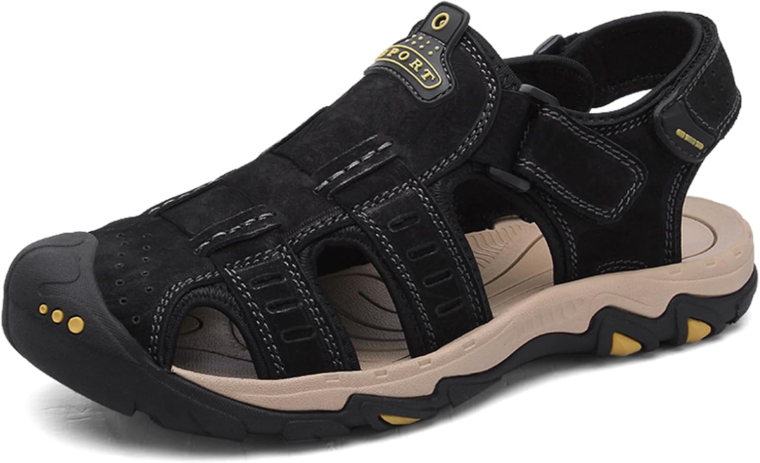 

Мужские походные сандалии с закрытым носком, регулируемые прогулочные сандалии, водонепроницаемые, противоскользящие, повседневные сандалии, водные туфли Abborora, черный