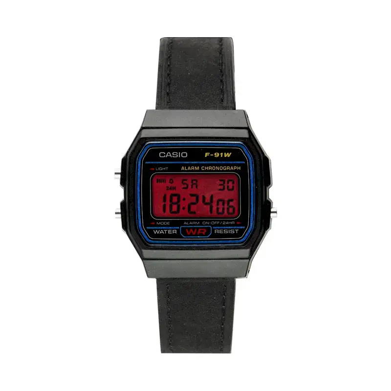 

CASIO Ретро серия кварцевый механизм натуральный кожаный ремешок унисекс черный циферблат часы