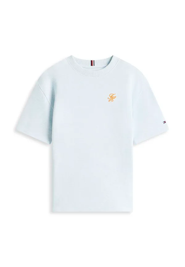 Футболка из саржи с вышивкой логотипа, базовая футболка Tommy Hilfiger, Keepsake Blue — фото 4