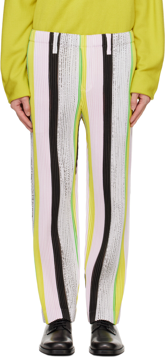 

Многоцветные брюки Ronan Bouroullec Edition RB_STRIPES 1 HOMME PLISSe ISSEY MIYAKE, черный/розовый