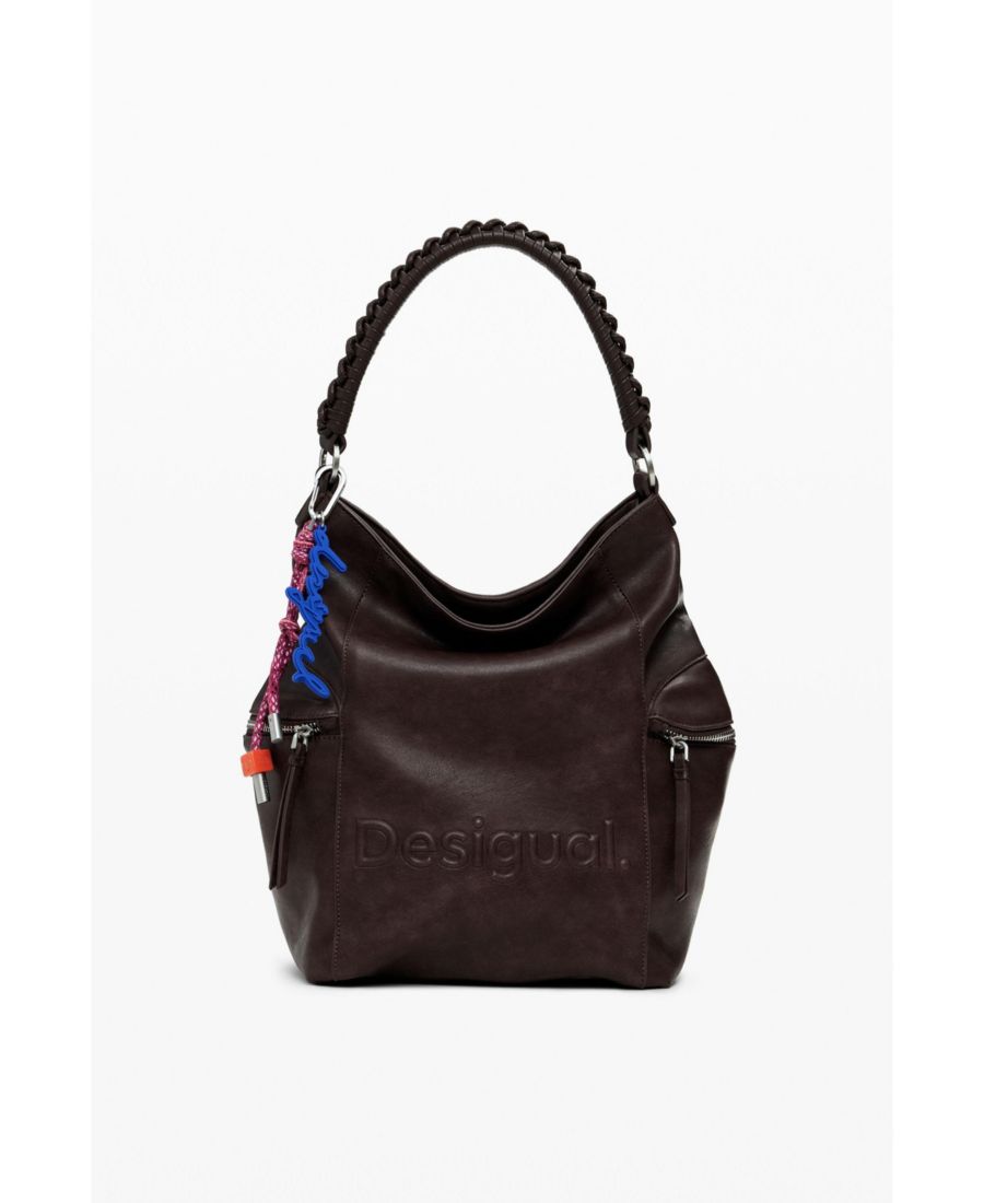 

Женский рюкзак большого размера с логотипом и отделкой под замшу Desigual, Dark brown