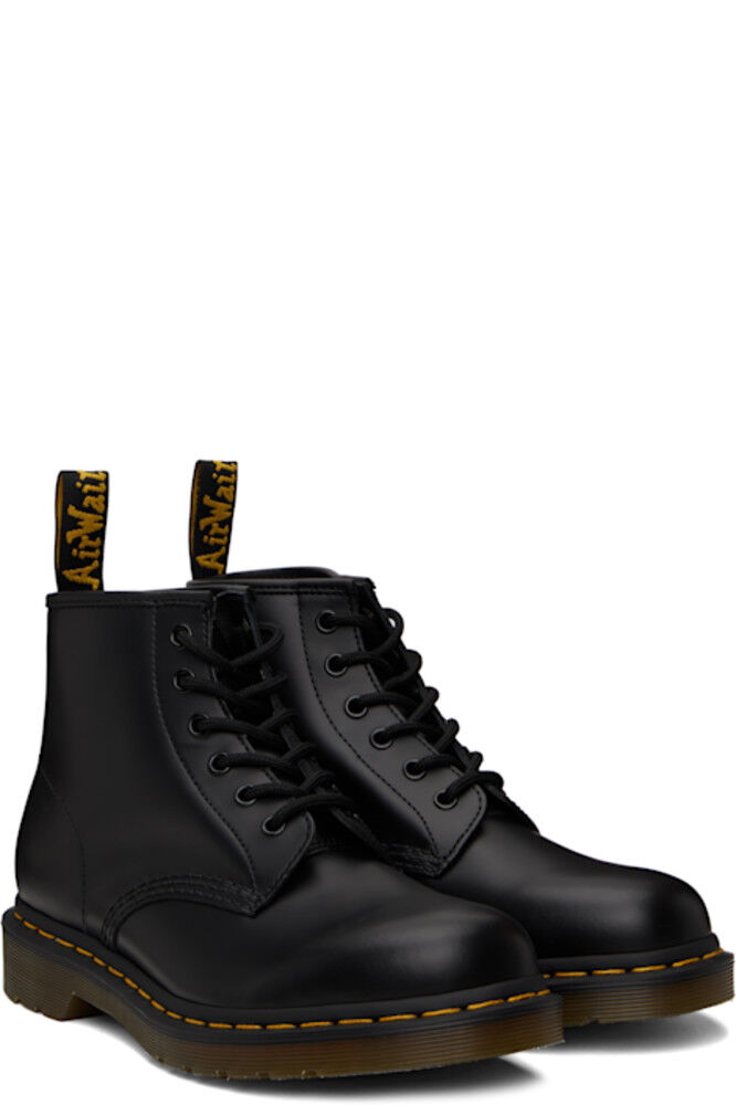 Мужские ботинки Dr. Martens 101 из гладкой кожи с желтой строчкой, черный — фото 4