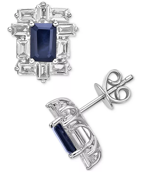 

Серьги-Гвоздики багетной огранки «гало» с изумрудами (1 карат) и белыми топазами (2 карата) из стерлингового серебра с позолотой 14 карат (также с рубинами и сапфирами) Macy'S, sapphire