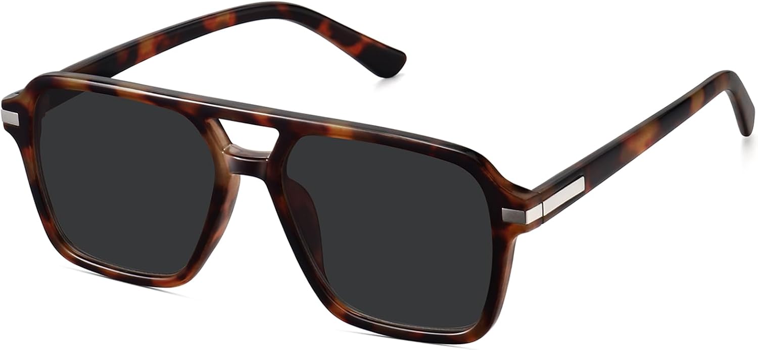 

Ретро-очки-авиаторы для женщин и мужчин, модные, классические, квадратные, в стиле 70-х, 80-х, 90-х, винтажные, с двойной перемычкой, модель FZN813 Fozono, Tortoise/Gray Lens