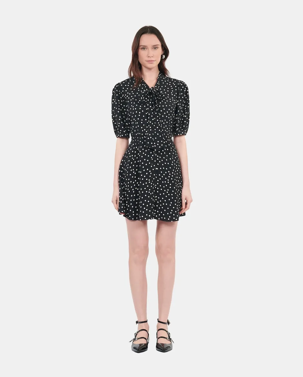 

Короткое платье с принтом в горошек The Kooples, черный