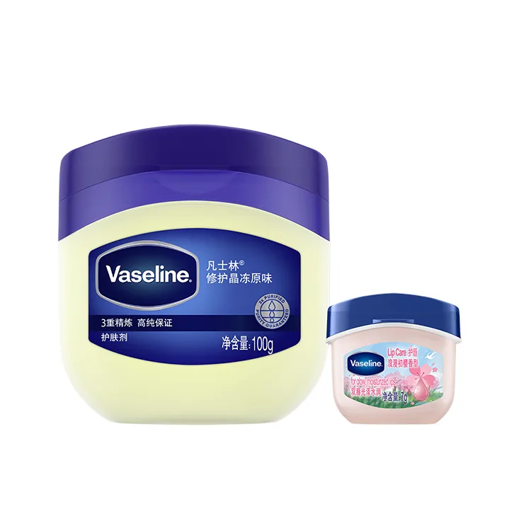 Vaseline CHAOLIUYISHUJIA увлажняющий и питающий набор двойного действия для успокоения кожи 100 мл + 7 г, Two-Piece Set: Classic Crystal Gel Skincare 100g+Cherry Blossom Lip Balm 7g