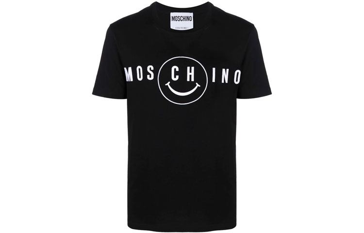 

Футболка с принтом смайлика и логотипа MOSCHINO, черный
