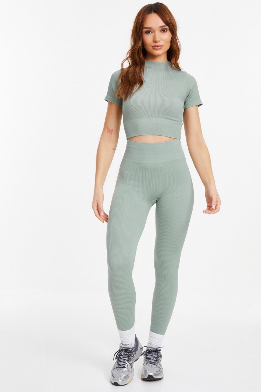 

Леггинсы в рубчик цвета шалфея QUIZ Clothing