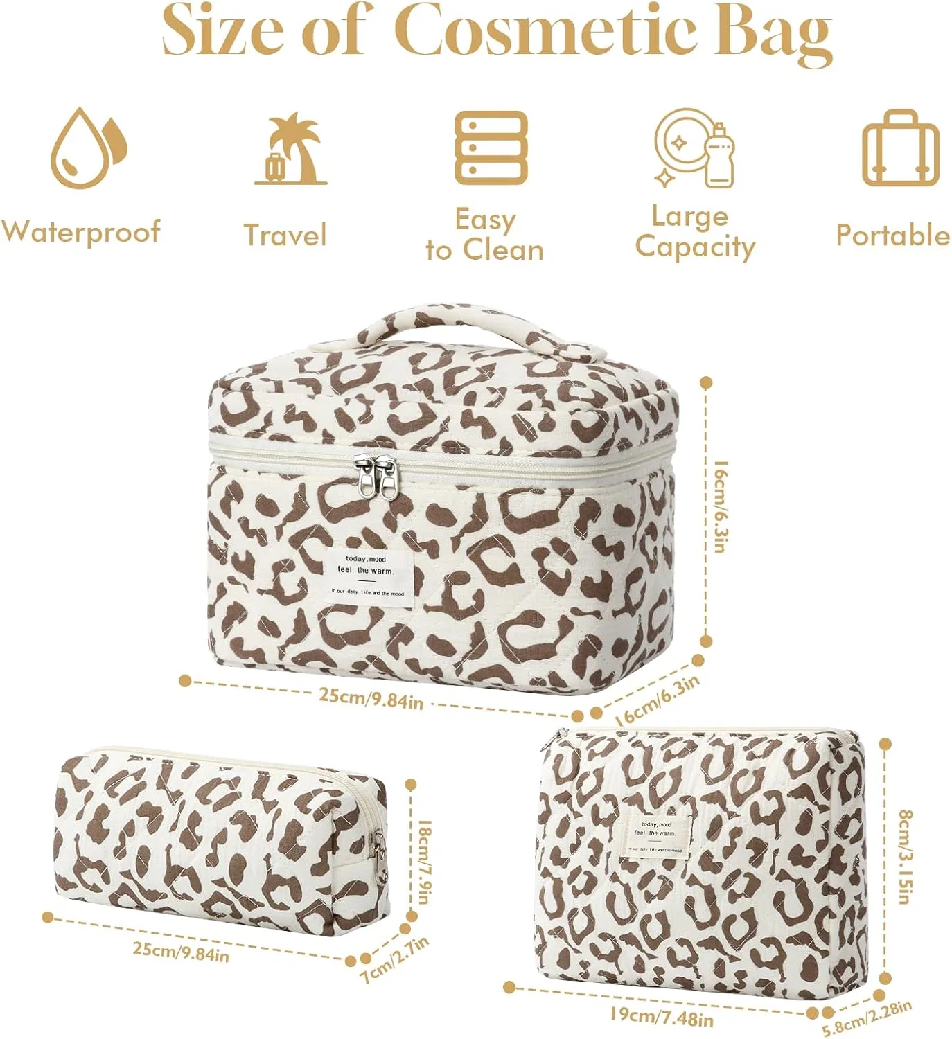 Набор женских косметичек из 3 штук от BuyCard Buycard, Brown Leopard — фото 2