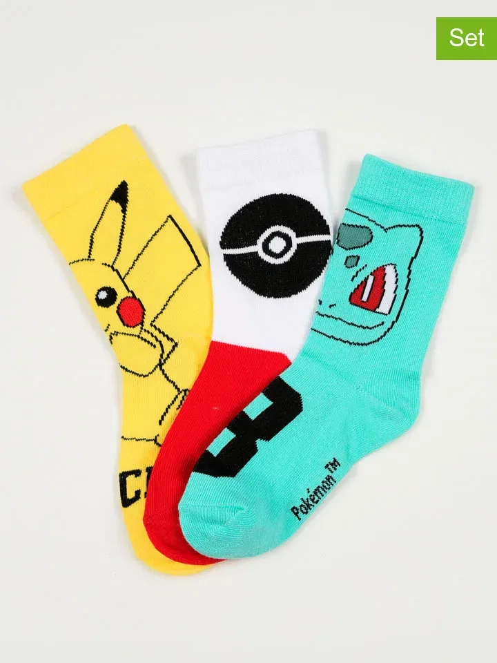 Носки Pokémon, желтый/розовый/бирюзовый