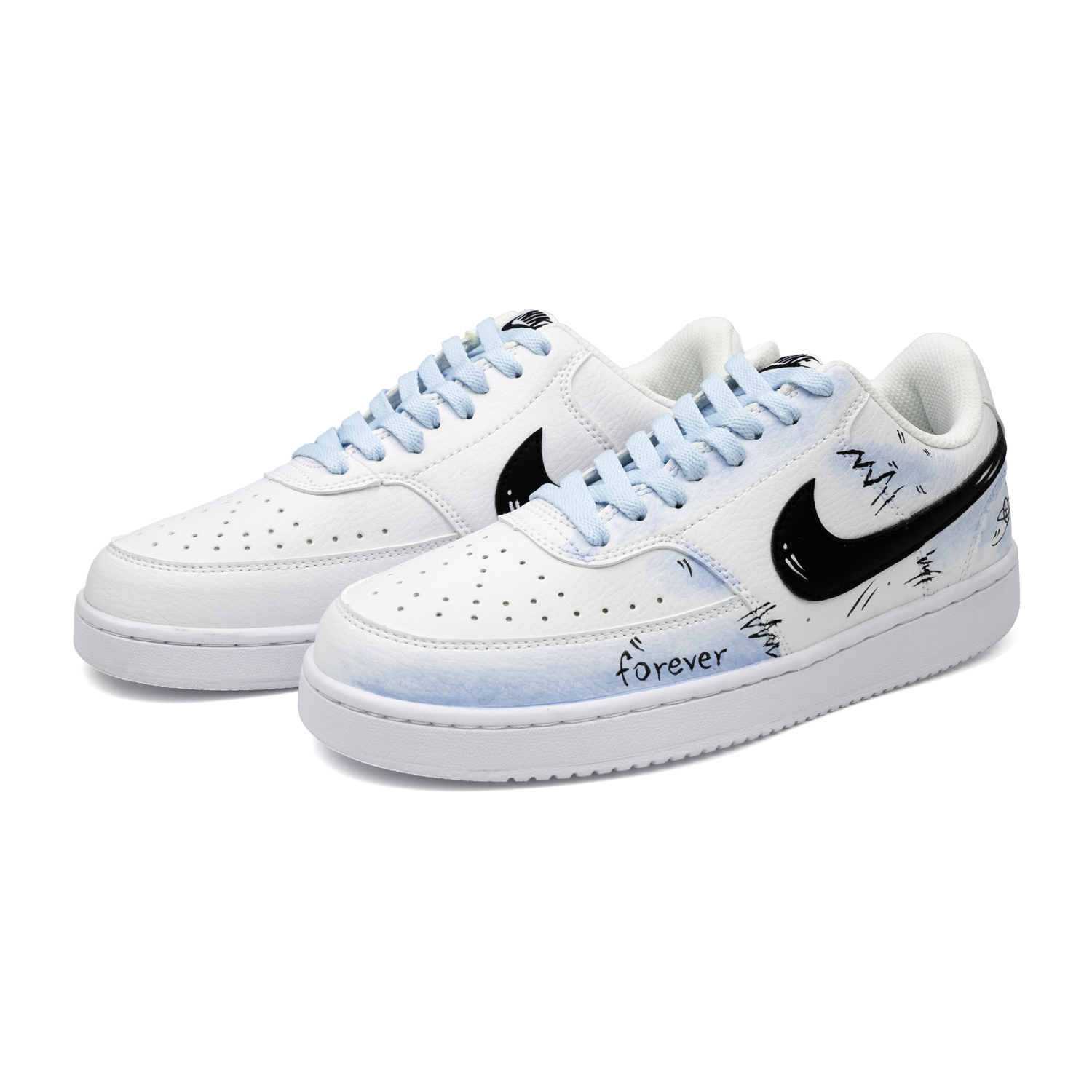 Court Vision 1 Light years Away Cushioning Abrasion Resistant Breathable Slip Resistant Low top Nike, синий черный — фото 4