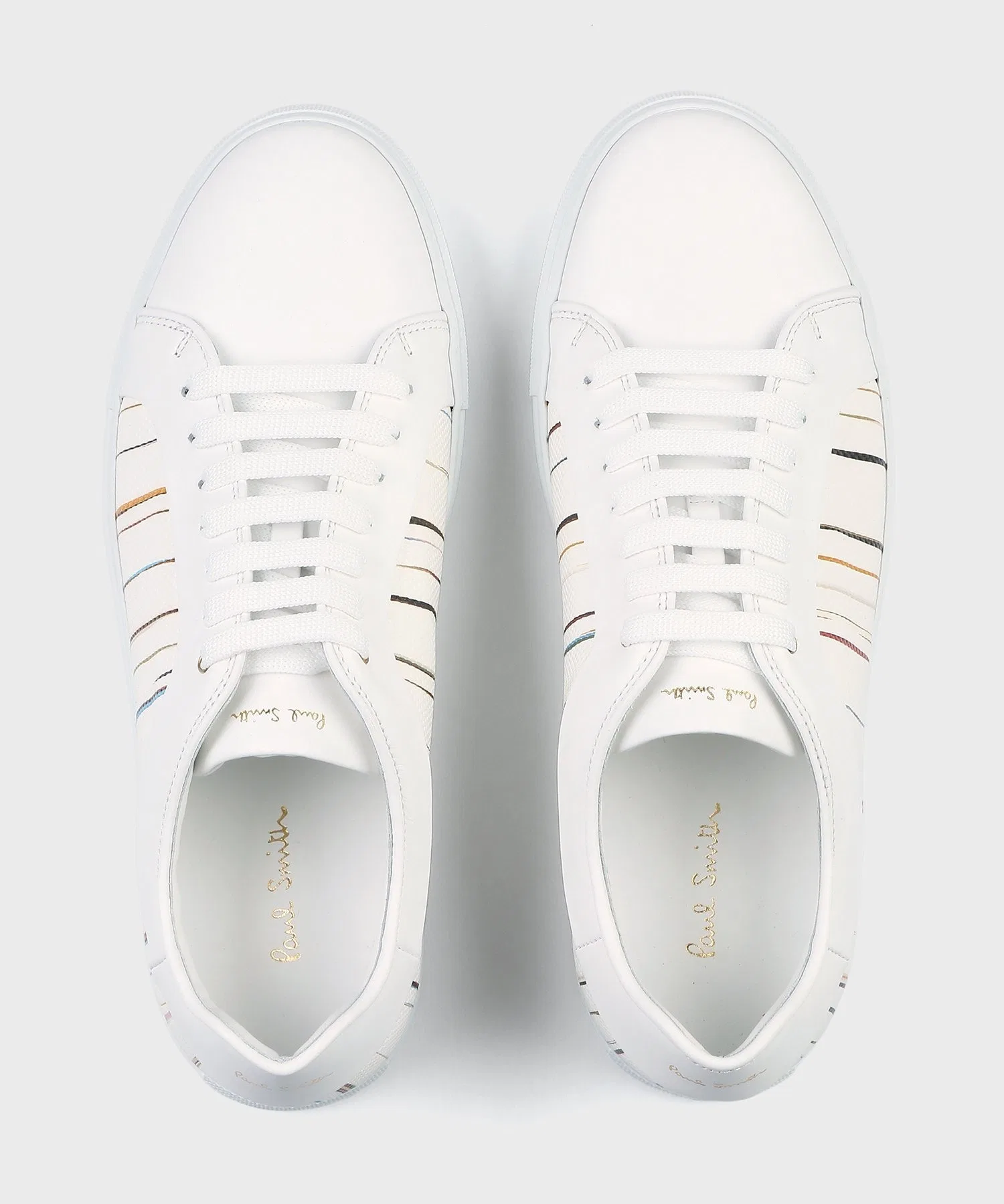 Мужские кожаные кроссовки Paul Smith Signature Pinstripe белые — фото 3