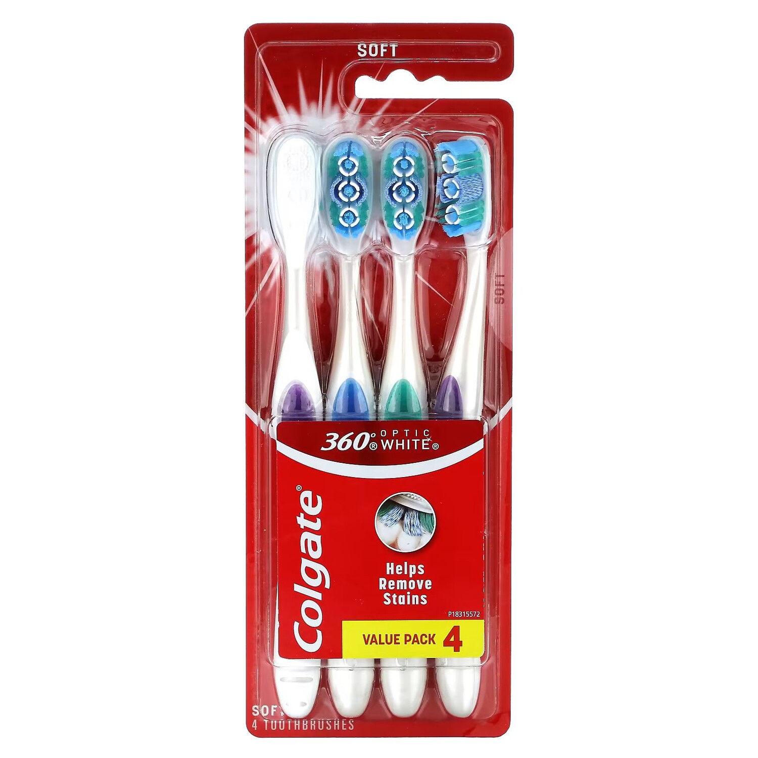 

Optic White 360, Зубные щетки, мягкие, 4 зубные щетки Colgate