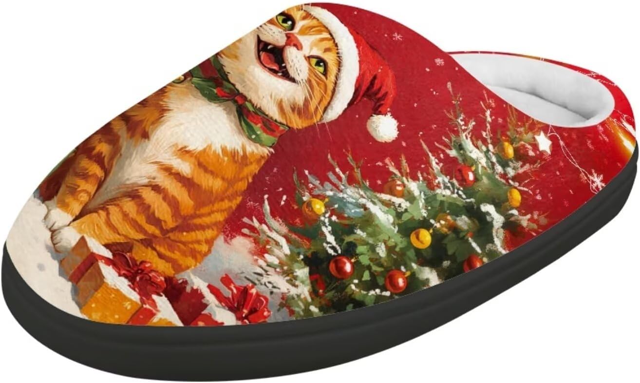 

POLERO Милые тапочки для детей, девочек, зимние теплые домашние тапочки, детские тапочки для мальчиков, Xmas Cat Tree